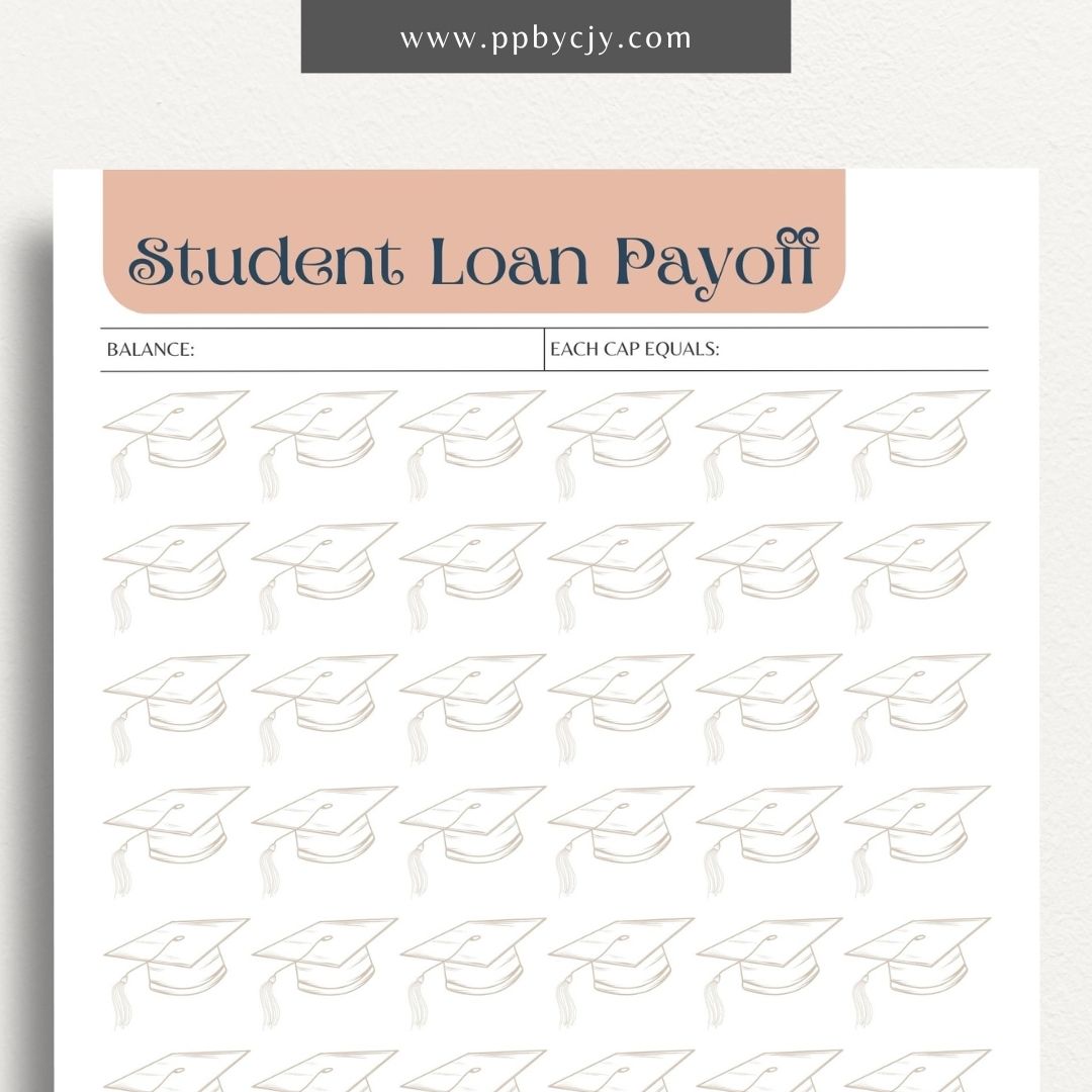 Student Loan Payoff Visual Tracker Printable Template – Digital download for visually tracking and celebrating progress in paying off student loans