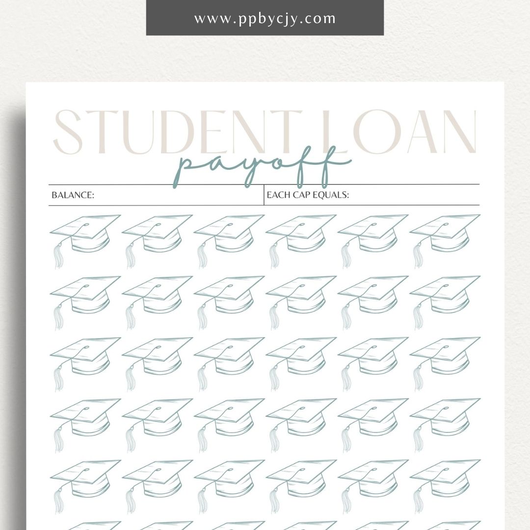 Student Loan Payoff Visual Tracker Printable Template – Digital download for visually tracking and celebrating progress in paying off student loans