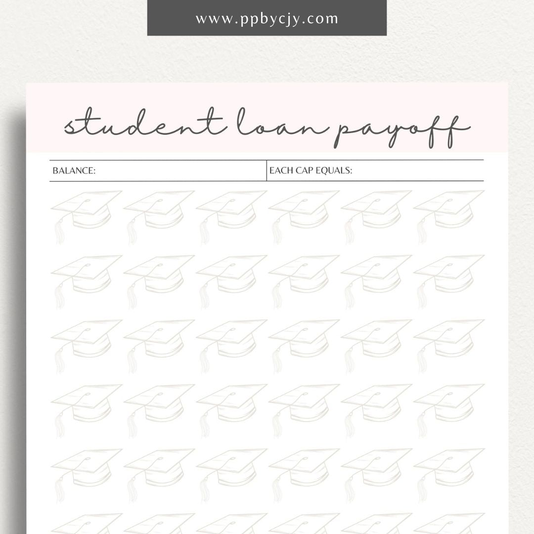 Student Loan Payoff Visual Tracker Printable Template – Digital download for visually tracking and celebrating progress in paying off student loans