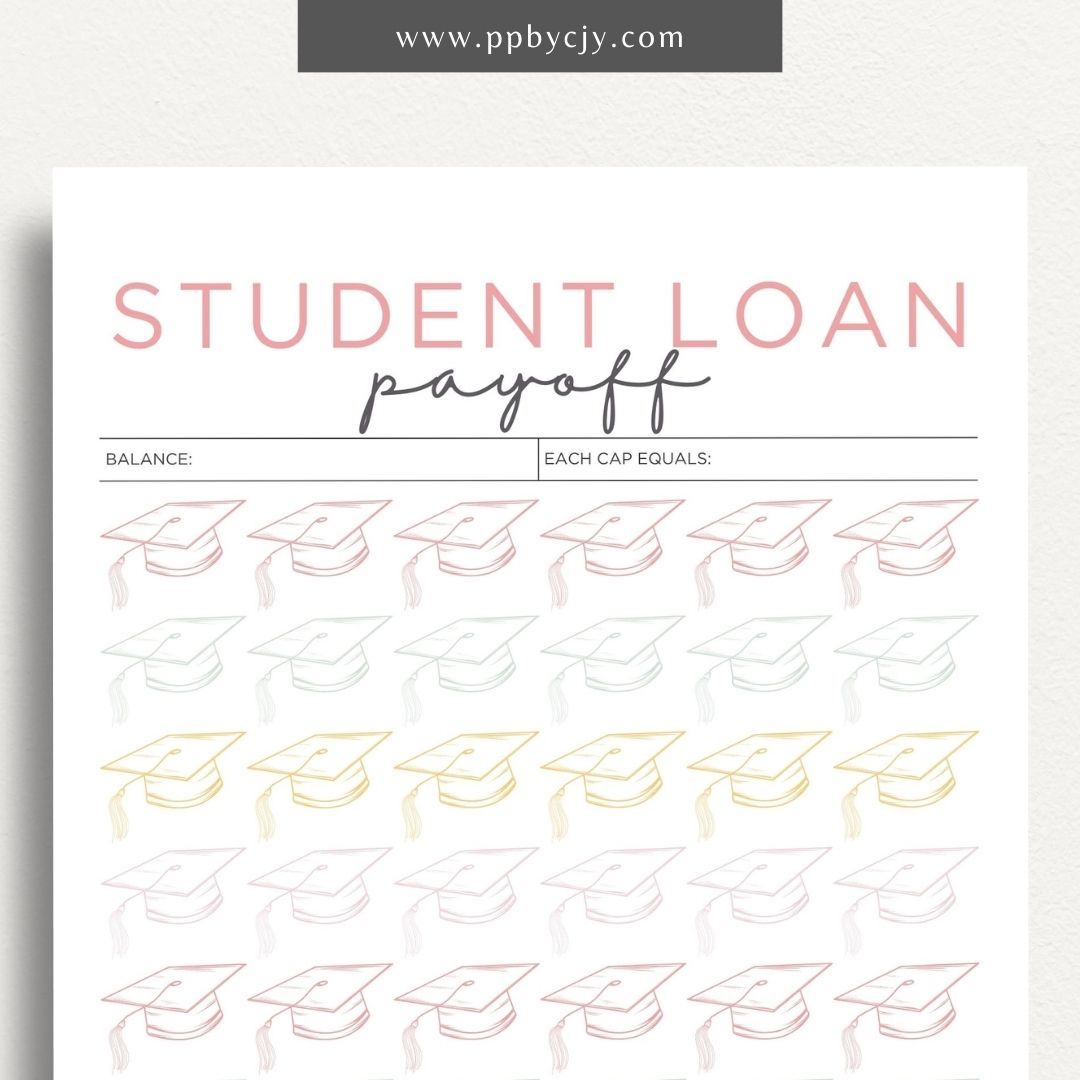 Student Loan Payoff Visual Tracker Printable Template – Digital download for visually tracking and celebrating progress in paying off student loans