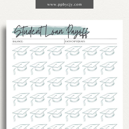 Student Loan Payoff Visual Tracker Printable Template – Digital download for visually tracking and celebrating progress in paying off student loans