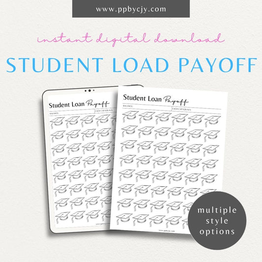 Student Loan Payoff Visual Tracker Printable Template – Digital download for visually tracking and celebrating progress in paying off student loans