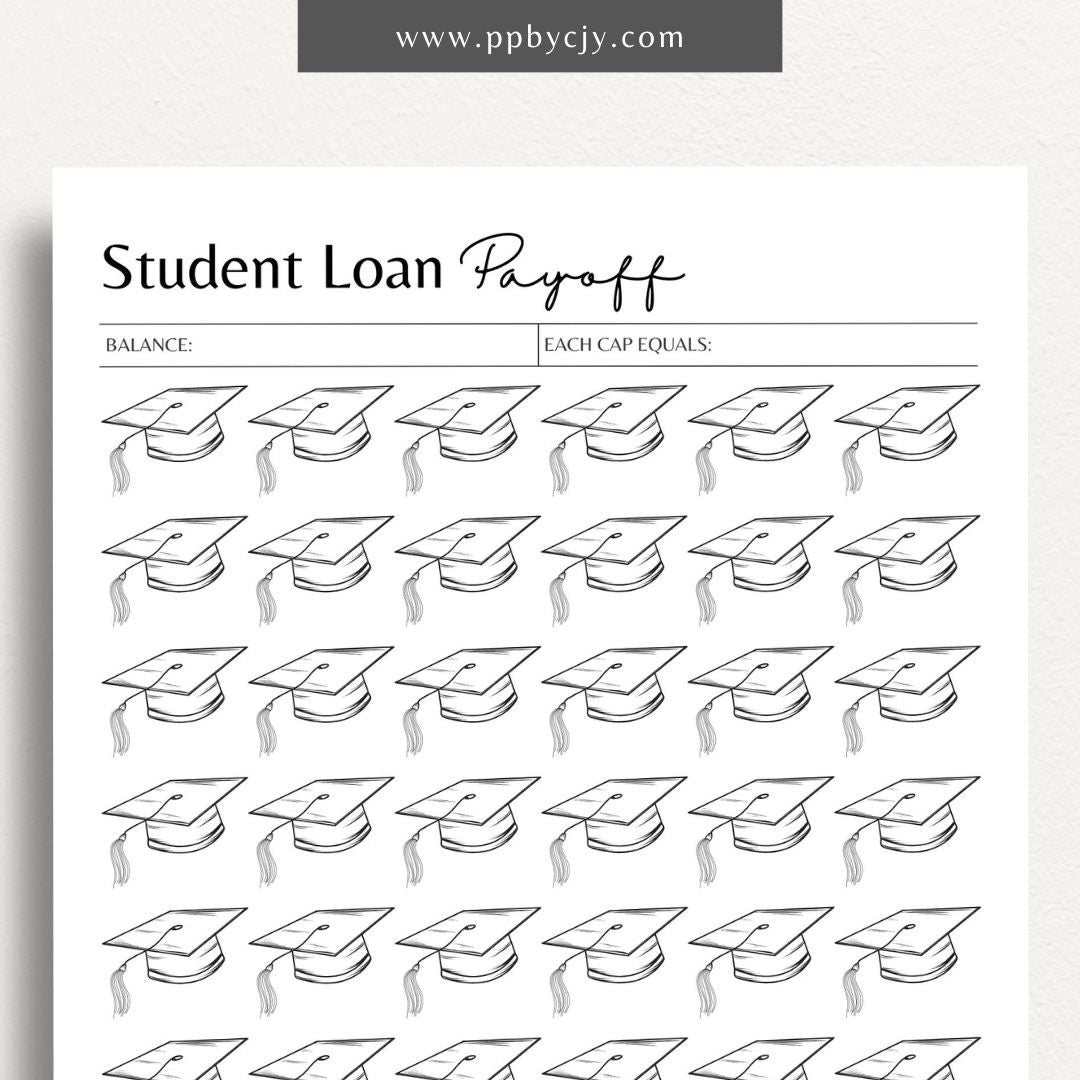 Student Loan Payoff Visual Tracker Printable Template – Digital download for visually tracking and celebrating progress in paying off student loans