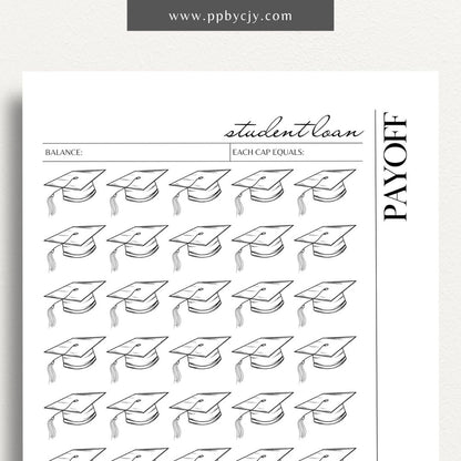 Student Loan Payoff Visual Tracker Printable Template – Digital download for visually tracking and celebrating progress in paying off student loans