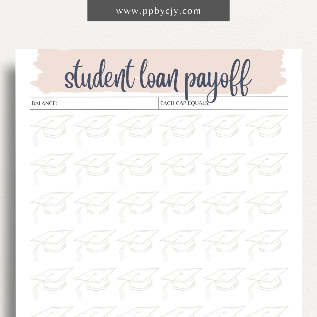 Student Loan Payoff Visual Tracker Printable Template – Digital download for visually tracking and celebrating progress in paying off student loans