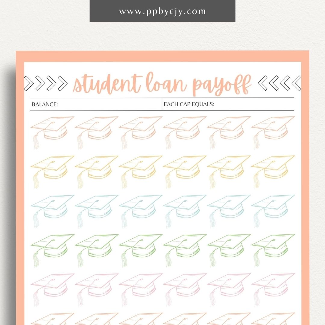 Student Loan Payoff Visual Tracker Printable Template – Digital download for visually tracking and celebrating progress in paying off student loans