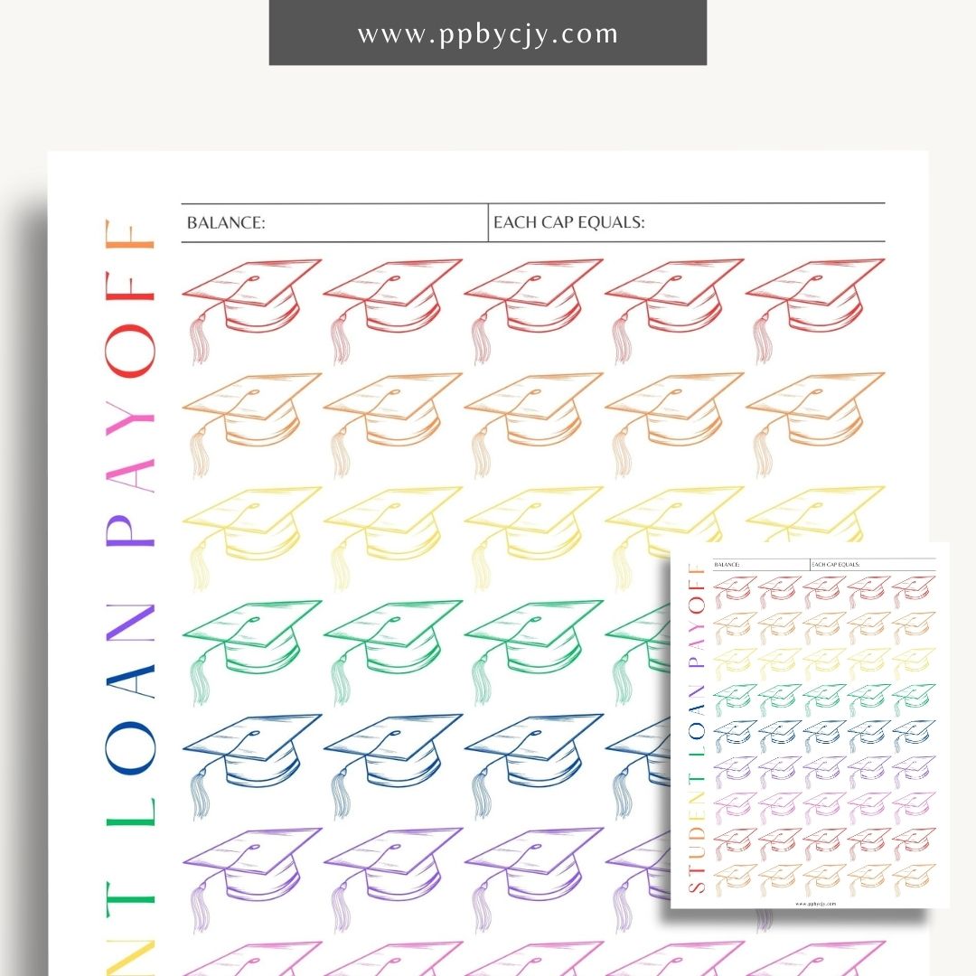 Student Loan Payoff Visual Tracker Printable Template – Digital download for visually tracking and celebrating progress in paying off student loans