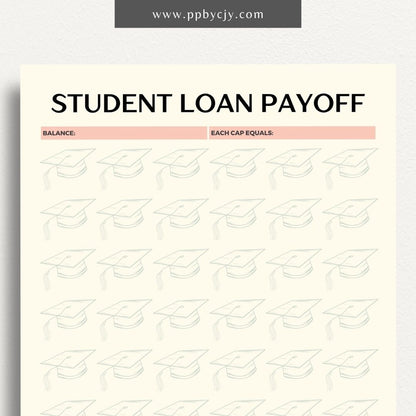 Student Loan Payoff Visual Tracker Printable Template – Digital download for visually tracking and celebrating progress in paying off student loans