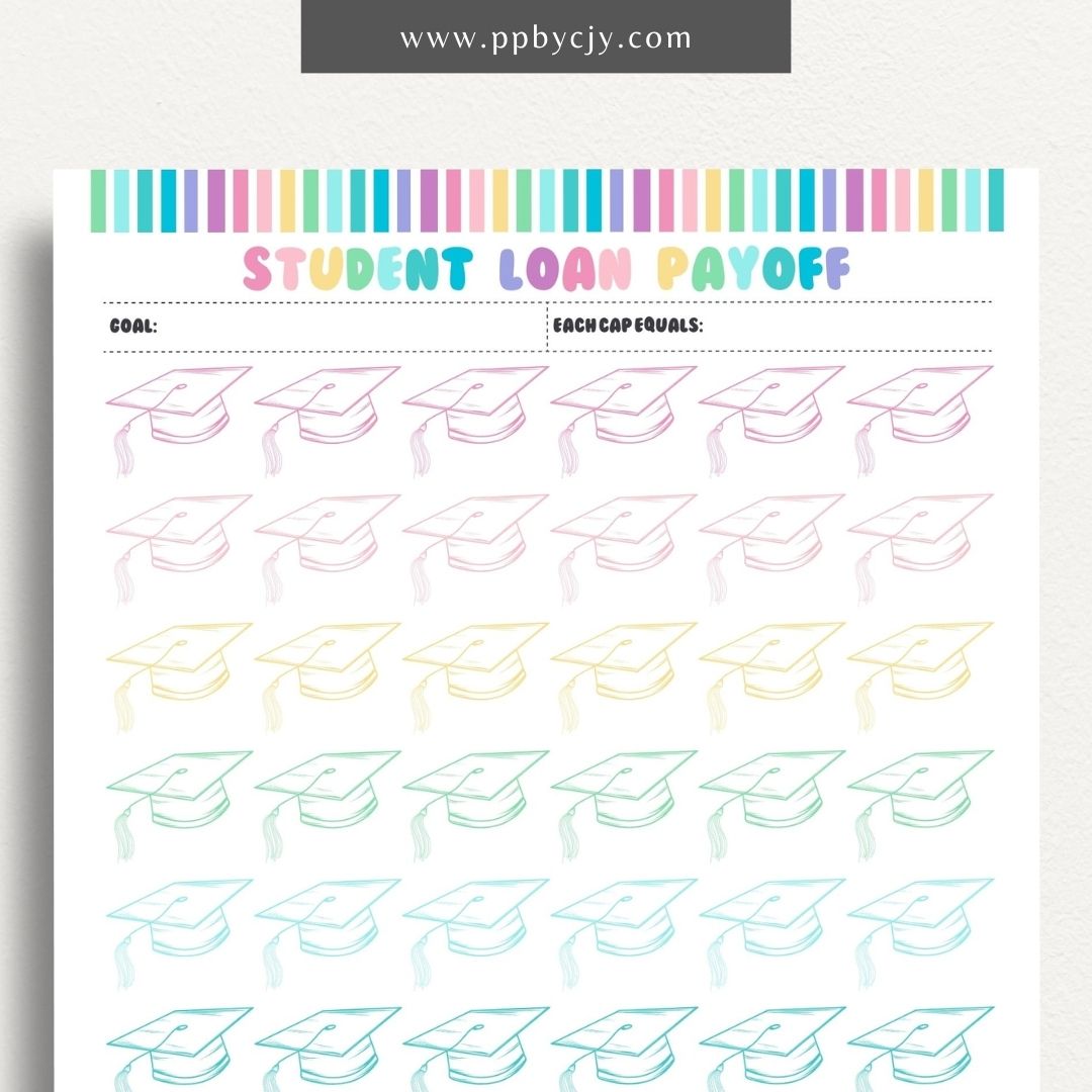 Student Loan Payoff Visual Tracker Printable Template – Digital download for visually tracking and celebrating progress in paying off student loans