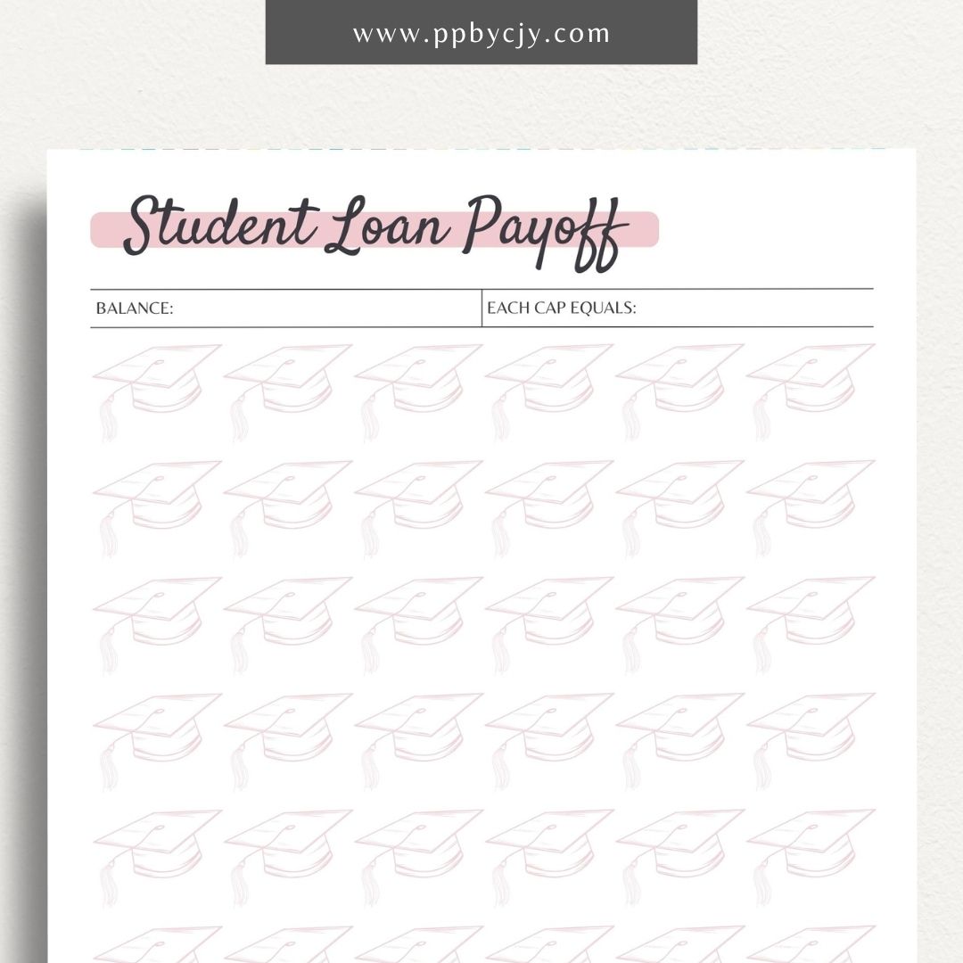 Student Loan Payoff Visual Tracker Printable Template – Digital download for visually tracking and celebrating progress in paying off student loans