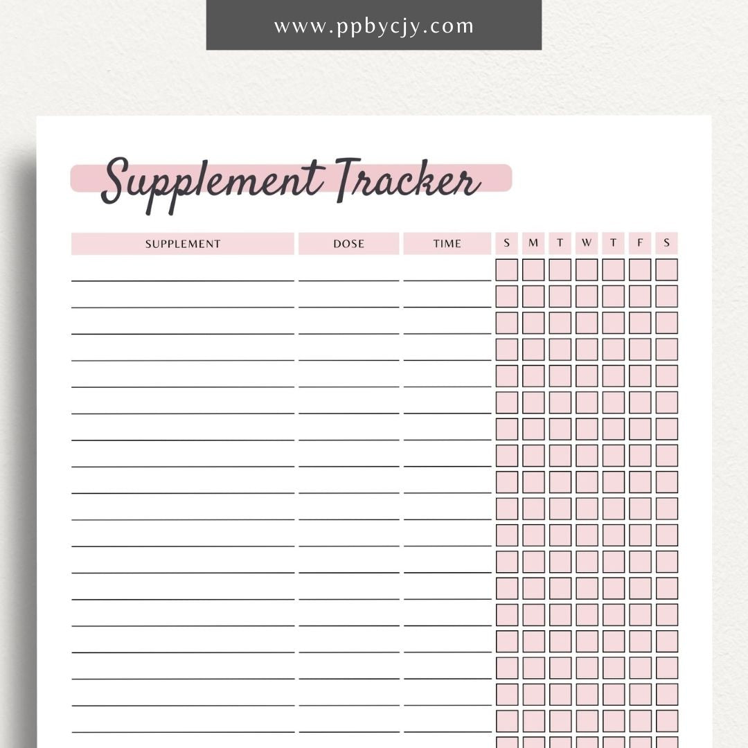 Daily Supplement Tracker Printable PDF Template