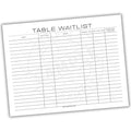 Table Waitlist Printable PDF Template