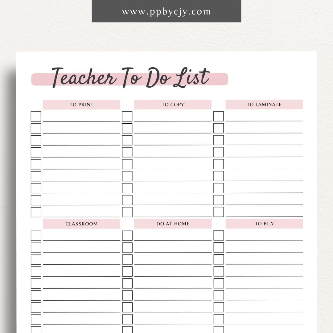 Teacher Productivity Planner Printable PDF Template