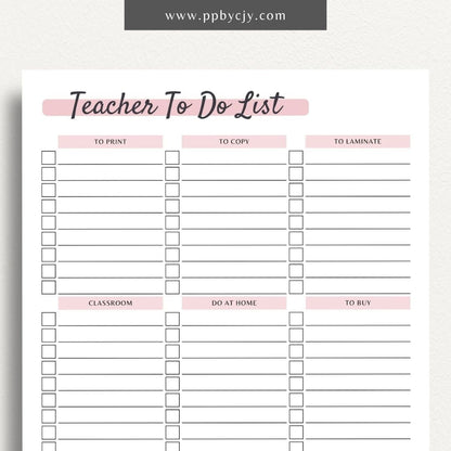 Teacher Productivity Planner Printable PDF Template