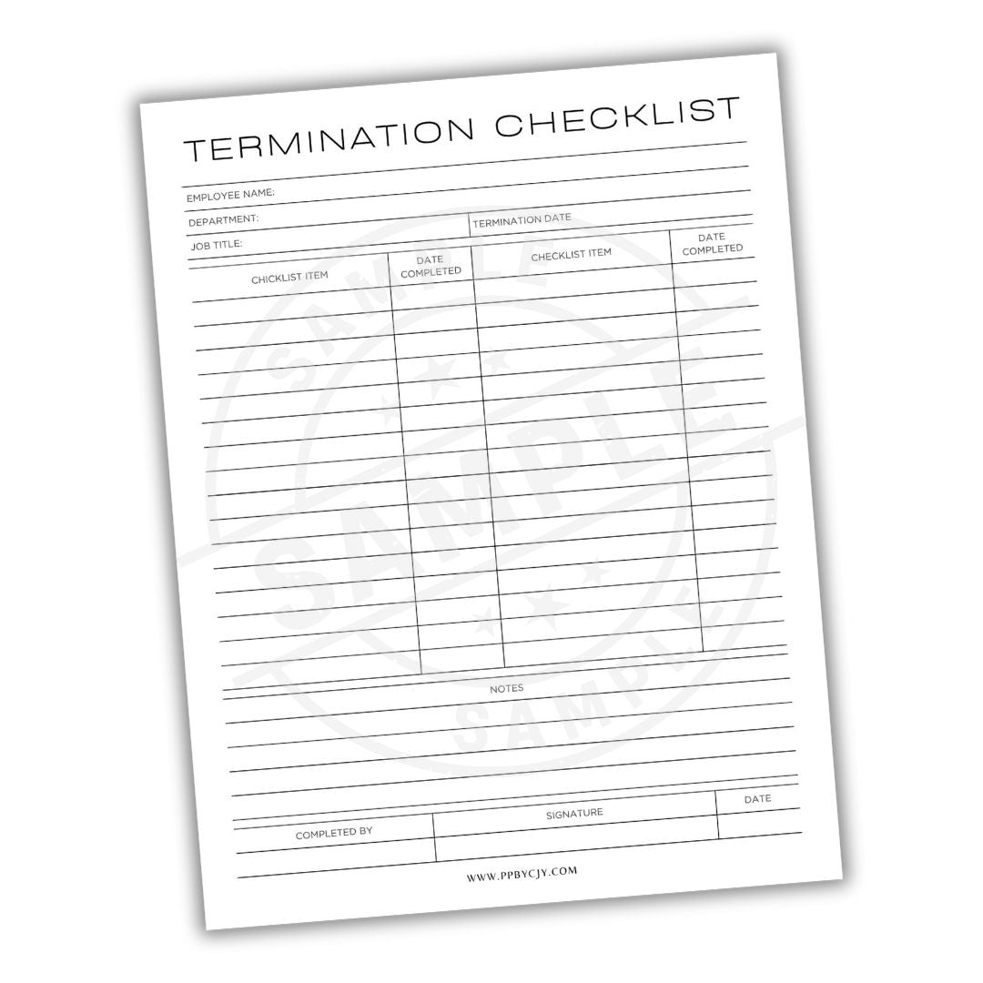 Termination checklist form on a white background