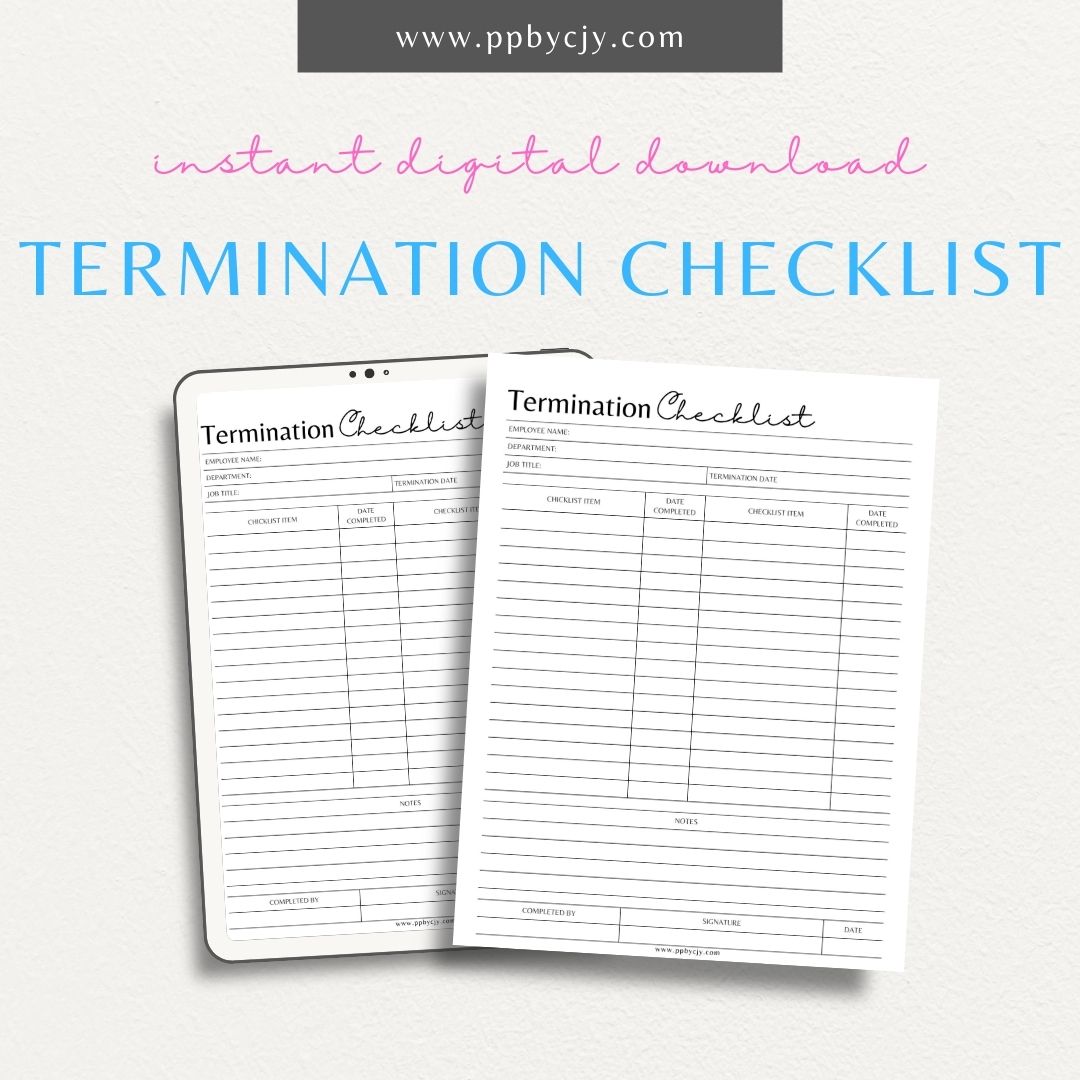 Track employee termination steps with this printable termination checklist template.

