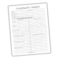 Therapy preparation worksheet with text on a white background