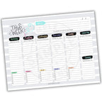 Weekly planner sheet with days of the week and checkboxes on a white background
