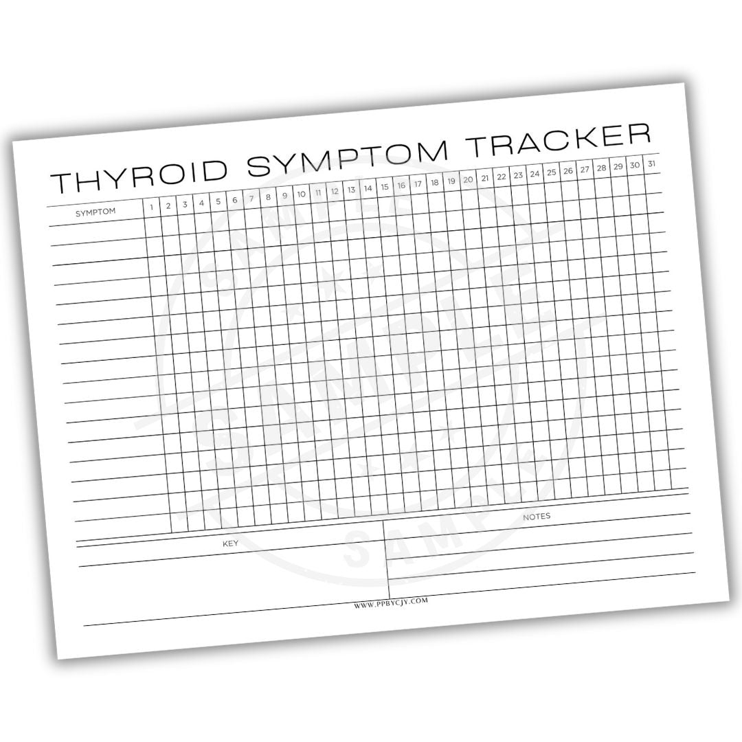 Thyroid Symptom Tracker form on a white background