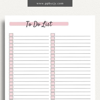 To-Do List  Printable PDF Template