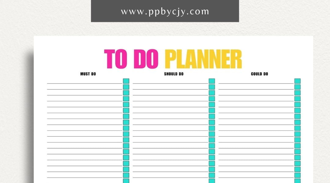 To-Do List Printable Template – Digital download for organizing and managing tasks, including deadlines, priorities, and checkboxes for completion