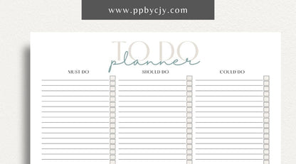 To-Do List Printable Template – Digital download for organizing and managing tasks, including deadlines, priorities, and checkboxes for completion