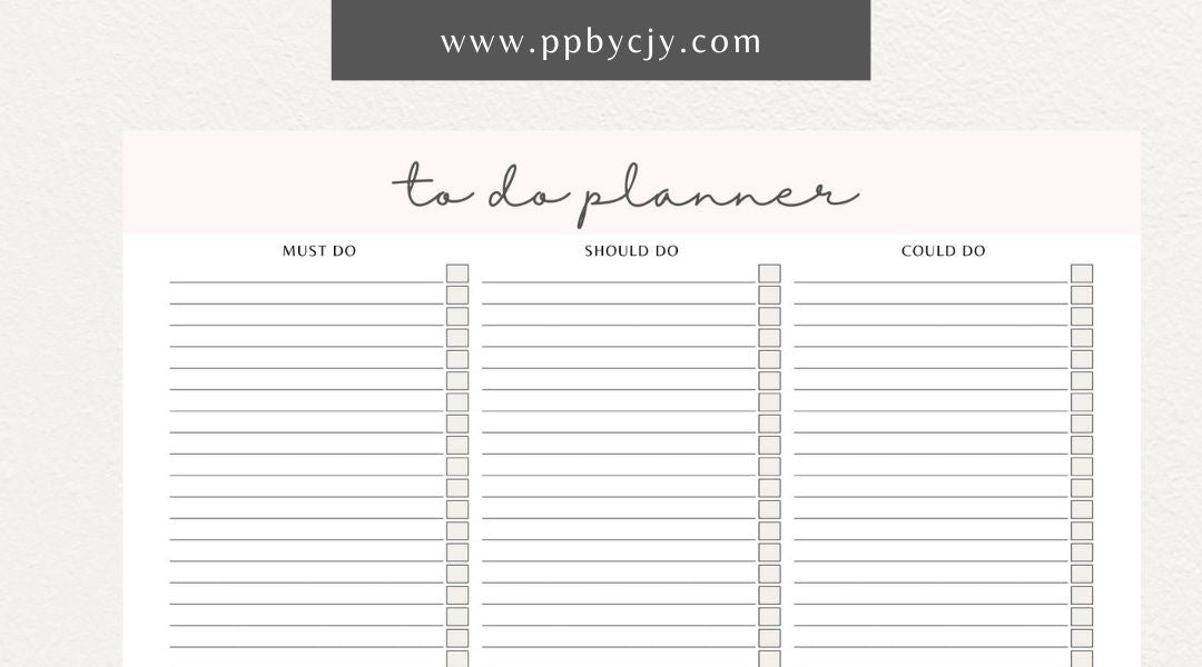 To-Do List Printable Template – Digital download for organizing and managing tasks, including deadlines, priorities, and checkboxes for completion