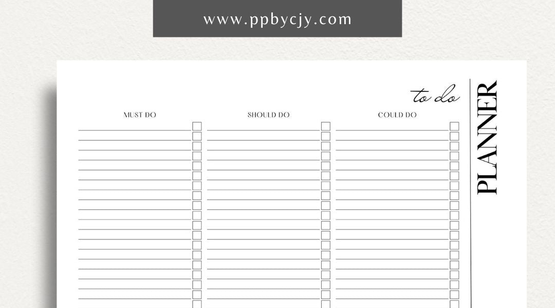 To-Do List Printable Template – Digital download for organizing and managing tasks, including deadlines, priorities, and checkboxes for completion