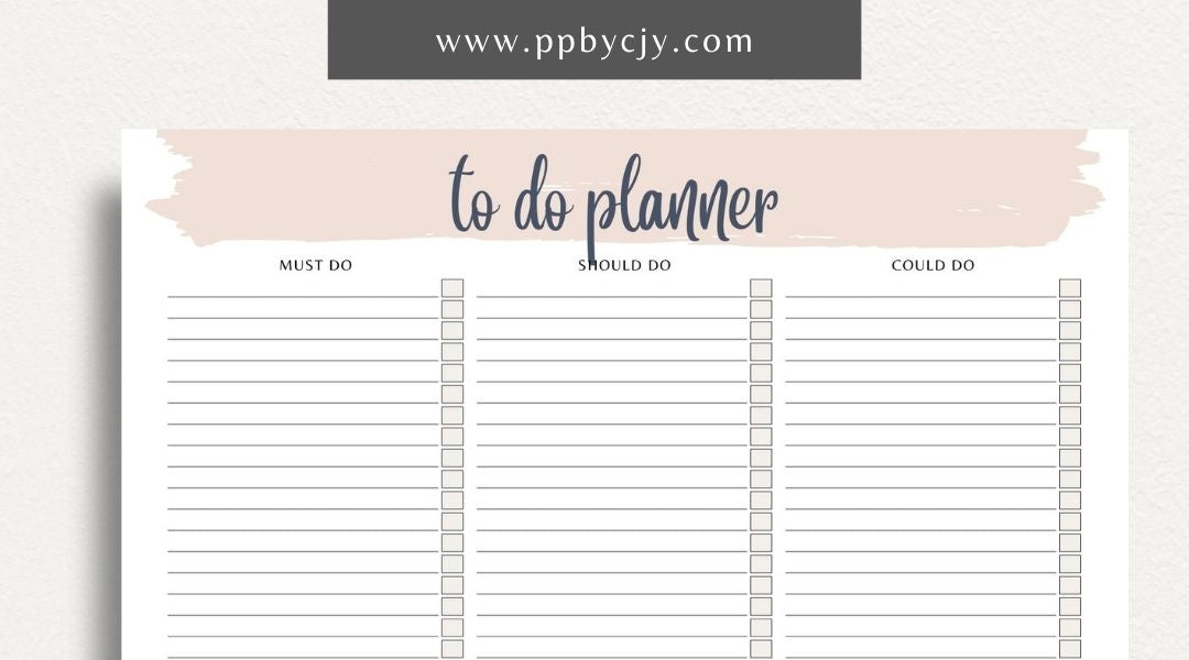 To-Do List Printable Template – Digital download for organizing and managing tasks, including deadlines, priorities, and checkboxes for completion