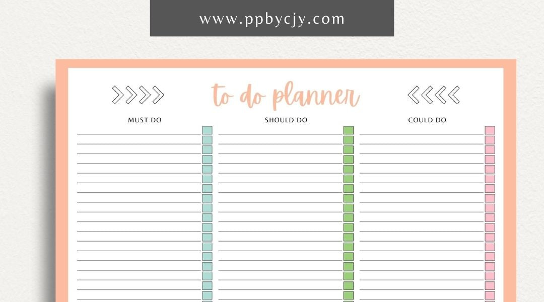 To-Do List Printable Template – Digital download for organizing and managing tasks, including deadlines, priorities, and checkboxes for completion