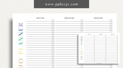 To-Do List Printable Template – Digital download for organizing and managing tasks, including deadlines, priorities, and checkboxes for completion