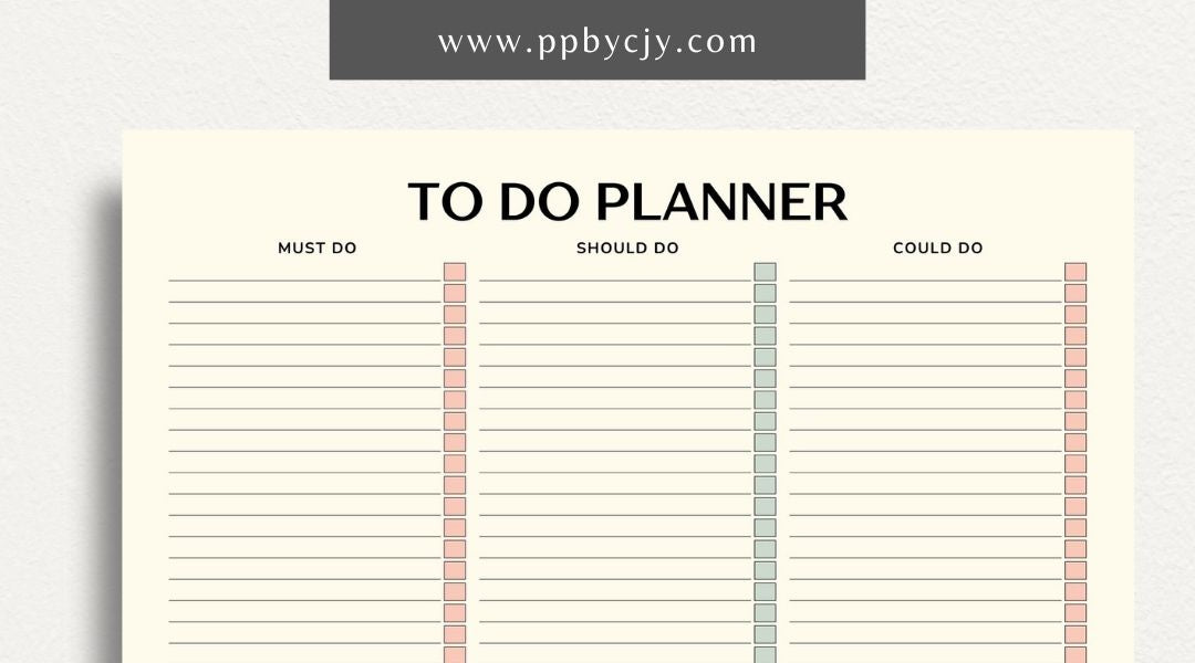 To-Do List Printable Template – Digital download for organizing and managing tasks, including deadlines, priorities, and checkboxes for completion