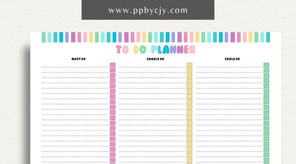 To-Do List Printable Template – Digital download for organizing and managing tasks, including deadlines, priorities, and checkboxes for completion