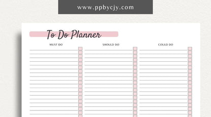 To-Do Planner Printable PDF Template