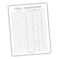 Tool Inventory Printable PDF Template