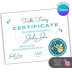 Tooth Fairy certificate template with customizable text on a white background