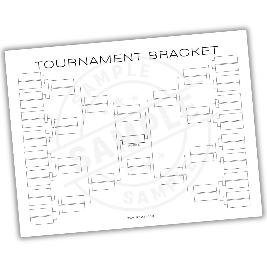Tournament bracket sheet on a white background