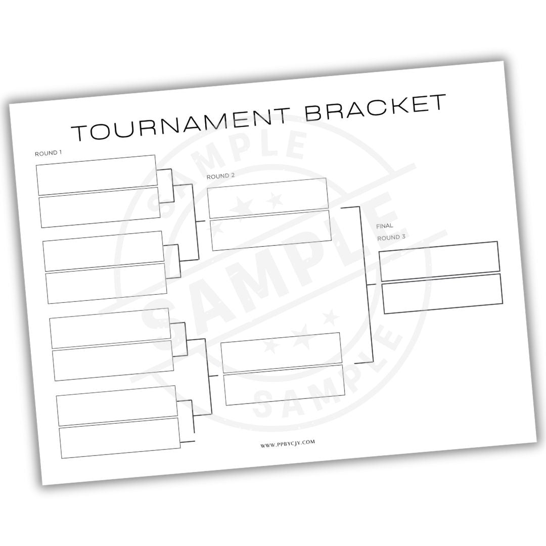 Tournament bracket sheet on a white background
