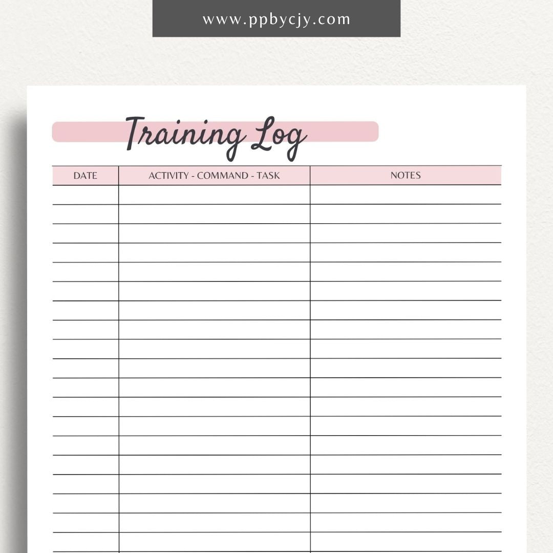 Animal Training Log Printable PDF Template