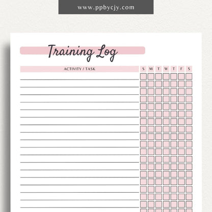 Weekly Obedience Training Log Printable PDF Template