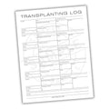 Transplanting log sheet with columns for plant information on a white background