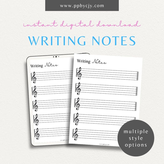 Treble Clef Music Sheet Printable Template – Digital download for creating or printing music sheets with a treble clef notation for composing or reading music