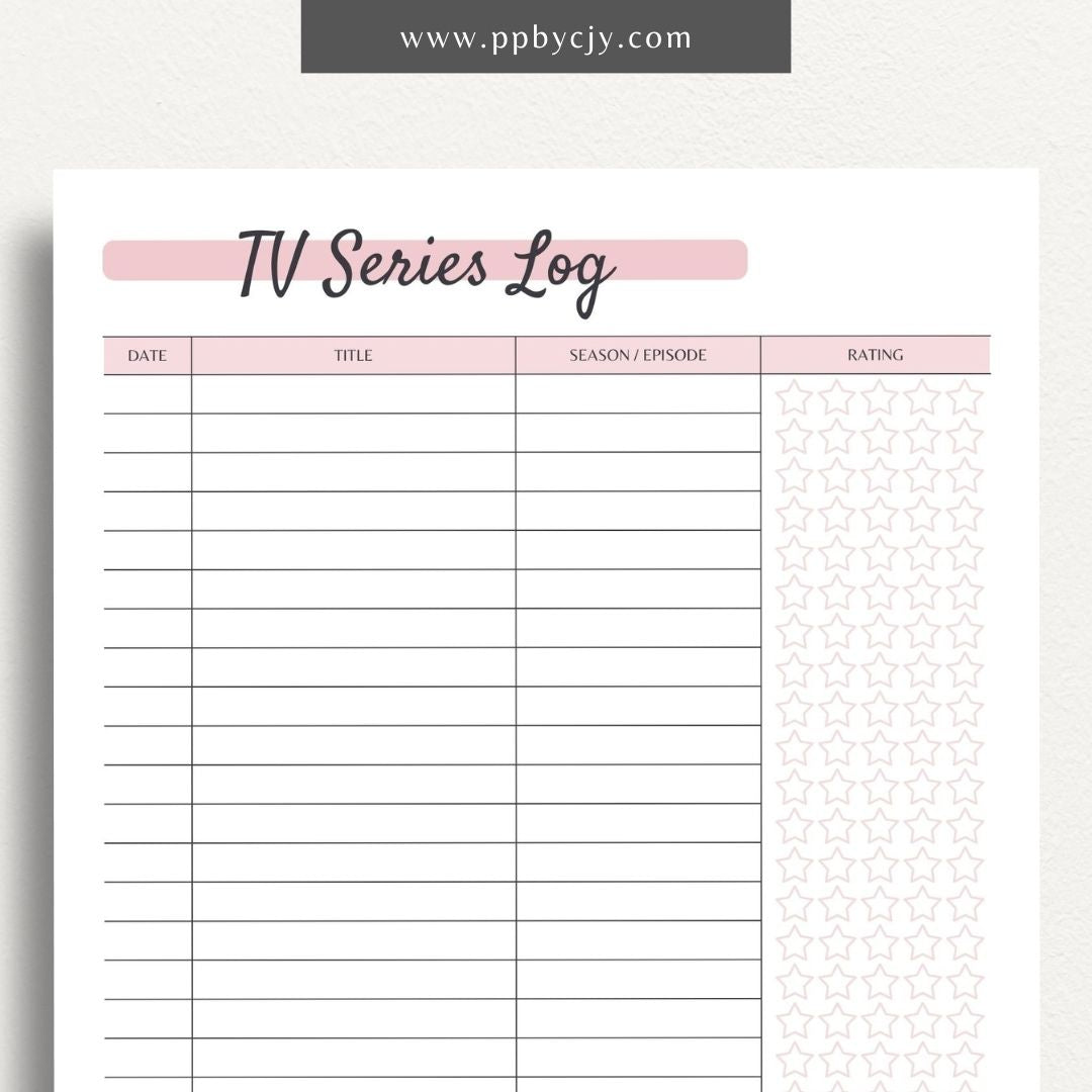 TV Series Tracker Printable PDF Template
