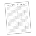 Uniform Sign-Out Sheet Printable PDF Template