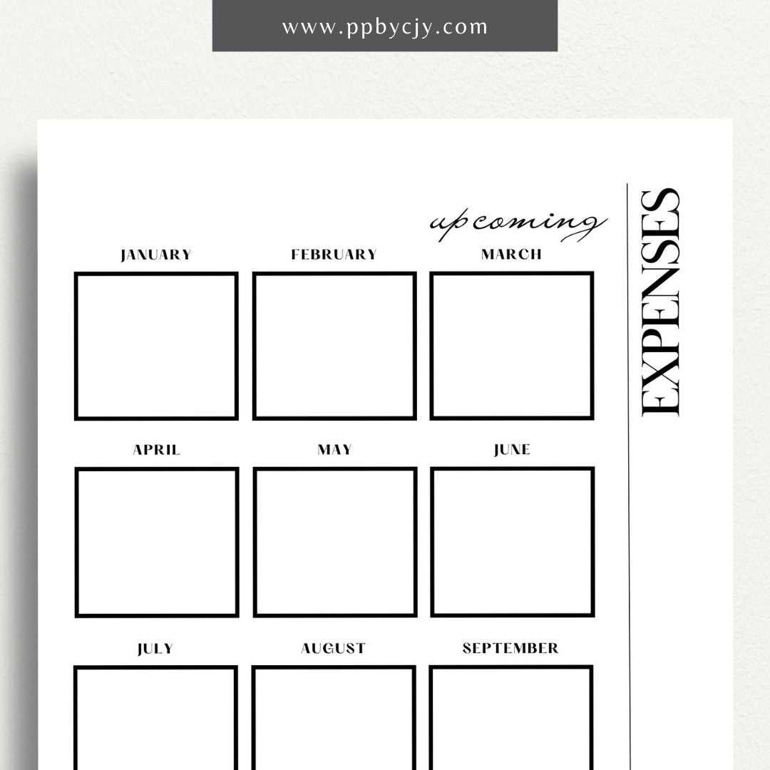 Upcoming Expense Tracker Printable Template – Digital download for planning and monitoring future expenses, including categories, amounts, and due dates