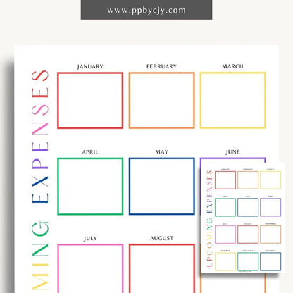 Upcoming Expense Tracker Printable Template – Digital download for planning and monitoring future expenses, including categories, amounts, and due dates