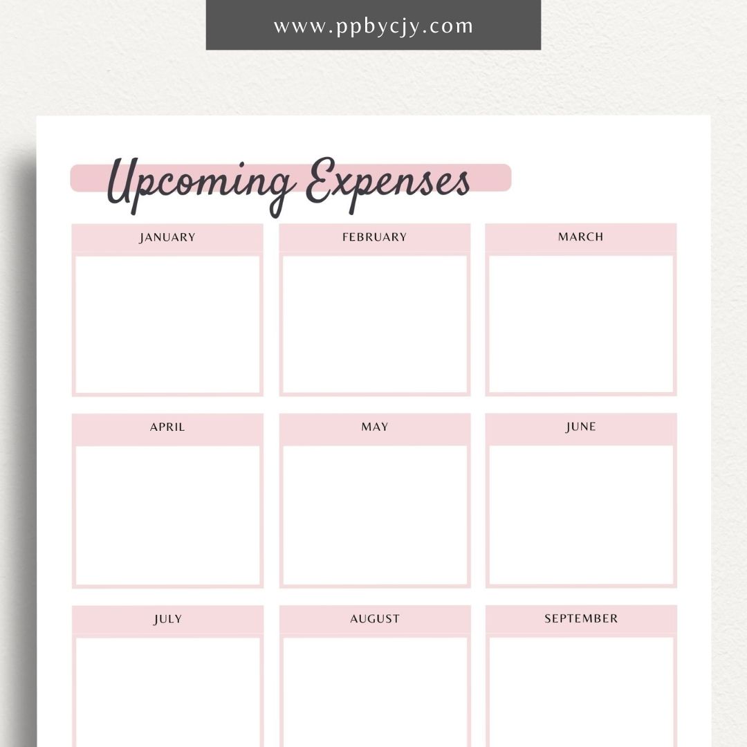 Upcoming Bill Tracker Printable PDF Template