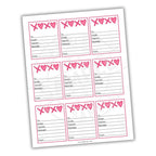Sheet of Valentine's Day cards with 'XOXO' designs on a white background