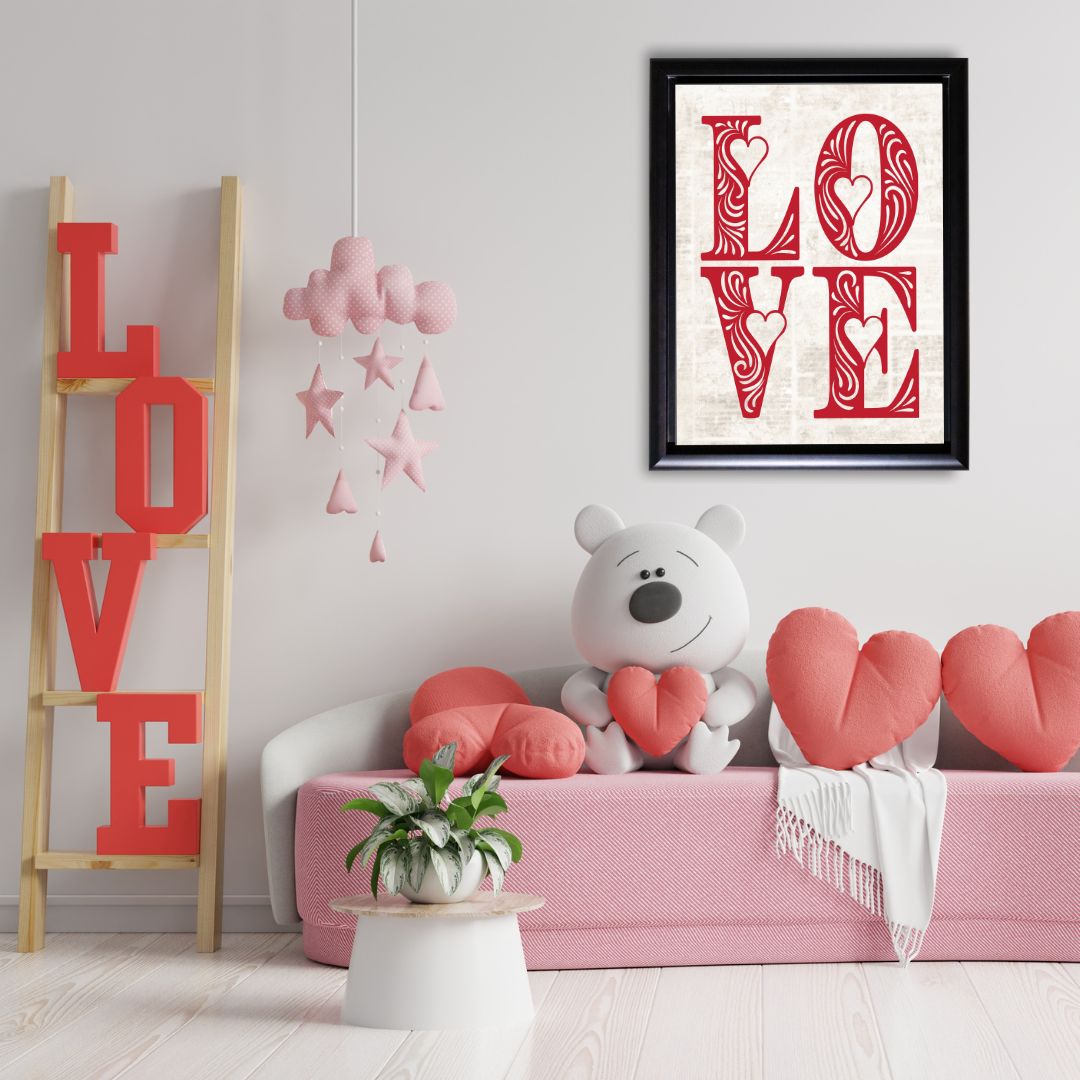 Set of 8 Valentines-themed wall art printables with love quotes, hearts, and romantic designs for stylish home decor.
