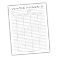 Vehicle Payment Tracker Printable PDF Template